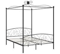 vidaXL Letto a Baldacchino Nero in Metallo 180x200 cm