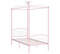 vidaXL Letto a Baldacchino Rosa in Metallo 100x200 cm