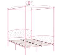 vidaXL Letto a Baldacchino Rosa in Metallo 120x200 cm