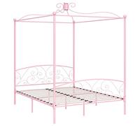vidaXL Letto a Baldacchino Rosa in Metallo 160x200 cm