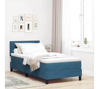 vidaXL Letto a Box con Materasso e LED Blu Scuro 90x190 cm Velluto