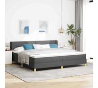 vidaXL Letto a box con materasso grigio scuro, 200 x 200 cm. Tessuto con testiera regolabile, copertura removibile, design con bottoni e rivestimento in schiuma ad alta densità. Ha uno stile moderno