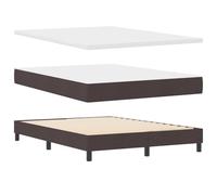 vidaXL Letto a Box con Materasso in Tessuto Marrone Scuro, 140 x 200 cm, 9 Zone di Supporto, Testata Montata a Muro, Gambe Salvaspazio, Design Medium, Schiuma Morbida, Resistente e Amico della Pelle