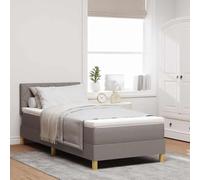 vidaXL Letto a Box Spring Con Materasso E LED Tortora 100X200 cm Tessuto Design Moderno Per Camera Da Letto Adulti Tessuto Morbido Frame In Legno Naturale Singolo Mobili Copertura Con Zip Topper In S