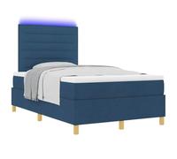 vidaXL Letto a Box Spring con Materasso & LED Blu 120x200 cm Tessuto