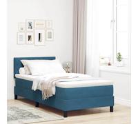 vidaXL Letto a box spring con materasso & LED Blu scuro 90x190 cm Velluto