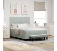 vidaXL Letto a Box Spring con Materasso & Panca Grigio Chiaro 140x200 cm Velluto