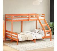 vidaXL Letto a Castello 90x200/140x200 cm Marrone Cera Massello Pino