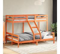 vidaXL Letto a Castello 90x200/140x200 cm Marrone Cera Massello Pino