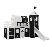 Letto a Castello per Bambini Scivolo e Scala in Pino 97x208cm