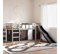 vidaXL Letto a Castello con Scivolo e Tende Bianco e Nero 80x200 cm