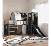 vidaXL Letto a Castello con Scivolo e Tende Bianco e Nero 80x200 cm