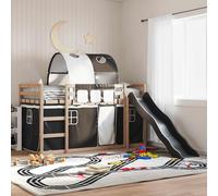 vidaXL Letto a Castello con Scivolo e Tende Bianco e Nero 80x200 cm