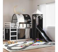 vidaXL Letto a Castello con Scivolo e Tende Bianco e Nero 80x200 cm