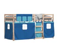 vidaXL Letto a Castello con Tende Blu 90x190 cm Massello Pino, Mobile Camera da Letto, Letto a Castello Doppio, Letto per Bambini