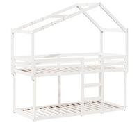 vidaXL Letto a Castello con Tetto Bianco 80x200 cm Legno Massello Pino