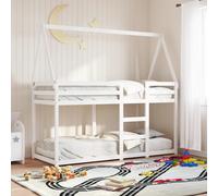 vidaXL Letto a Castello con Tetto Bianco 90x200 cm in Legno di Pino