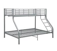 vidaXL Letto a Castello Grigio in Metallo 140x200 cm/90x200 cm
