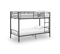 vidaXL Letto a Castello Nero in Metallo 90x200 cm