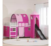 Letto a castello per bambini Bianco e Rosa 100 x 200 cm Metallo