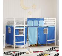 vidaXL Letto a castello per bambini con tende Bianco e Blu 90 x 190 cm