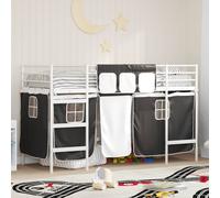 vidaXL Letto a castello per bambini con tende Bianco e Nero