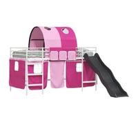 vidaXL Struttura letto loft per bambini 90 x 201 cm Bianco e rosa - moderno, materiali sicuri