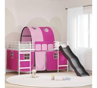 vidaXL Struttura letto loft per bambini 90 x 201 cm Bianco e rosa - moderno, materiali sicuri