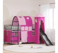 vidaXL Letto a castello per bambini Nero e rosa 100 x 200 cm Metallo