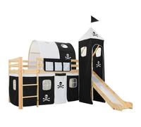 Letto a Castello per Bambini Scivolo e Scala in Pino 97x208cm