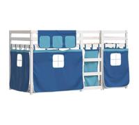 vidaXL Letto a Castello con Tende Blu 80x200 cm Massello Pino, Mobile Camera da Letto, Letto a Castello Doppio, Letto per Bambini