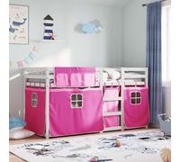 vidaXL Letto a castello con tende rosa 75x190 cm legno massello pino per bambini