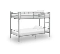 vidaXL Letto a Castello Telaio Struttura Cameretta Arredamento Camera Testiera Pediera Sponde Mobili Arredo Grigio in Metallo 90x200 cm
