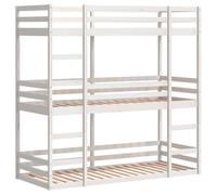 vidaXL Letto a Castello Triplo Bianco 80x200 cm Legno Massello di Pino, letto a castello, letto triplo, letto a castello triplo per bambini