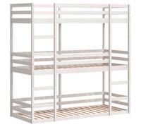 vidaXL Letto a Castello Triplo Bianco 90x200 cm Legno Massello di Pino, letto a castello, letto triplo, letto a castello triplo per bambini
