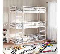 vidaXL Letto a Castello Triplo Bianco 90x200 cm Legno Massello di Pino, letto a castello, letto triplo, letto a castello triplo per bambini