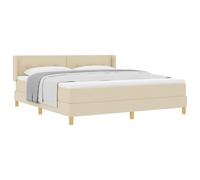 vidaXL Letto a Contenitore con Materasso, Crema, 180 x 200 cm. Tessuto con testiera Regolabile, Copertura Removibile, Design Moderno, Schiuma ad Alta densità. Struttura per mobili da Camera da Letto