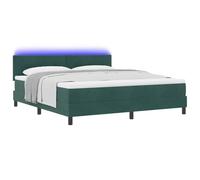 vidaXL Letto a molla box con materasso e LED Verde scuro 180x200 cm in velluto