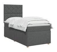 vidaXL Letto a molle a LED con materasso grigio scuro, 90 x 190 cm, tessuto | LED integrati per un'illuminazione suggestiva, rigidità media per un buon sonno, altezza regolabile tra 78 e 88 cm