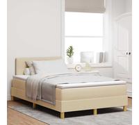 vidaXL Letto a molle con cuscino Crema 120 x 190 cm Tessuto