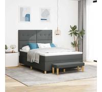 vidaXL Letto a molle con cuscino Grigio scuro 200 x 140 cm Tessuto