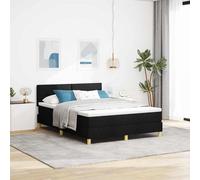 vidaXL Letto a molle con cuscino Nero 140 x 190 cm Tessuto