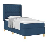 vidaXL Letto a Molle con Materasso Blu 100 x 200 cm Tessuto, Testata Letto Regolabile, Design Moderno, Struttura Resistente, Materasso Coil, Comfort Medio, Mobile Elegante