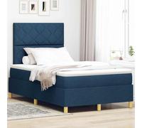 vidaXL Letto a molle con materasso Blu 120 x 190 cm Tessuto, Letto King Size Moderno, Rete a Molla Rettangolare, Materasso Comodo, Testiera in Poliestere per Sonni Tranquilli