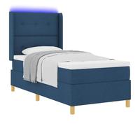 vidaXL Letto a Molle con materasso Blu 90 x 200 cm Tessuto, Testiera Regolabile, Mobili Moderni per Camera, Telaio in Tessuto, Materasso Compatto, Legno di Pino