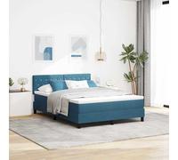 vidaXL Letto a Molle con Materasso Blu Scuro 140 x 190 cm Tessuto