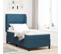 vidaXL Letto a Molle con Materasso Blu Scuro 90 x 200 cm Velluto, Letto Moderno e stiloso, testiera Regolabile, Materasso a Molle, Arredamento Elegante per Un Sonno Sereno.