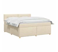 vidaXL Letto a molle con materasso color crema, 160 x 200 cm, in tessuto, per camera da letto, moderno, con testiera regolabile, materasso a media rigidità, mobili comodi per un sonno tranquillo