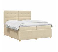 vidaXL Letto a molle con materasso color crema, 200 x 200 cm, in tessuto, camera da letto moderna, letto imbottito, testiera regolabile in altezza, mobili pratici, comoda struttura a doghe