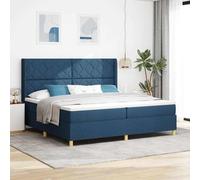 vidaXL Letto a Molle con Materasso Blu 200 x 200 cm Tessuto, Camera da Letto, Setup per Il Sonno Moderno, Soluzione Letto Minimalista, Tessuto, Telaio del Materasso, Decorazione in Poliestere